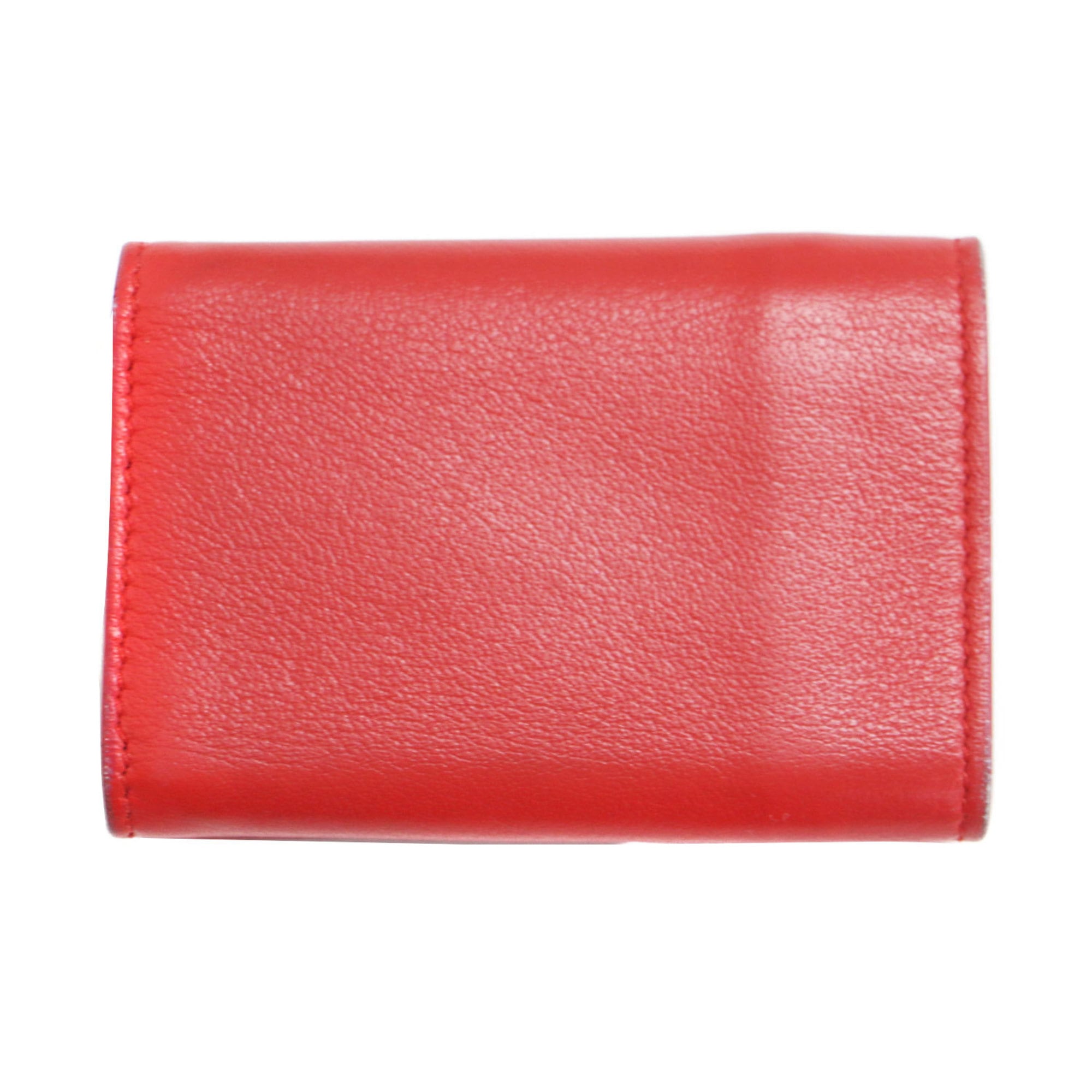 BALENCIAGA Paper Mini Wallet, Compact Tri-fold Leather, Red, Women's, K4687