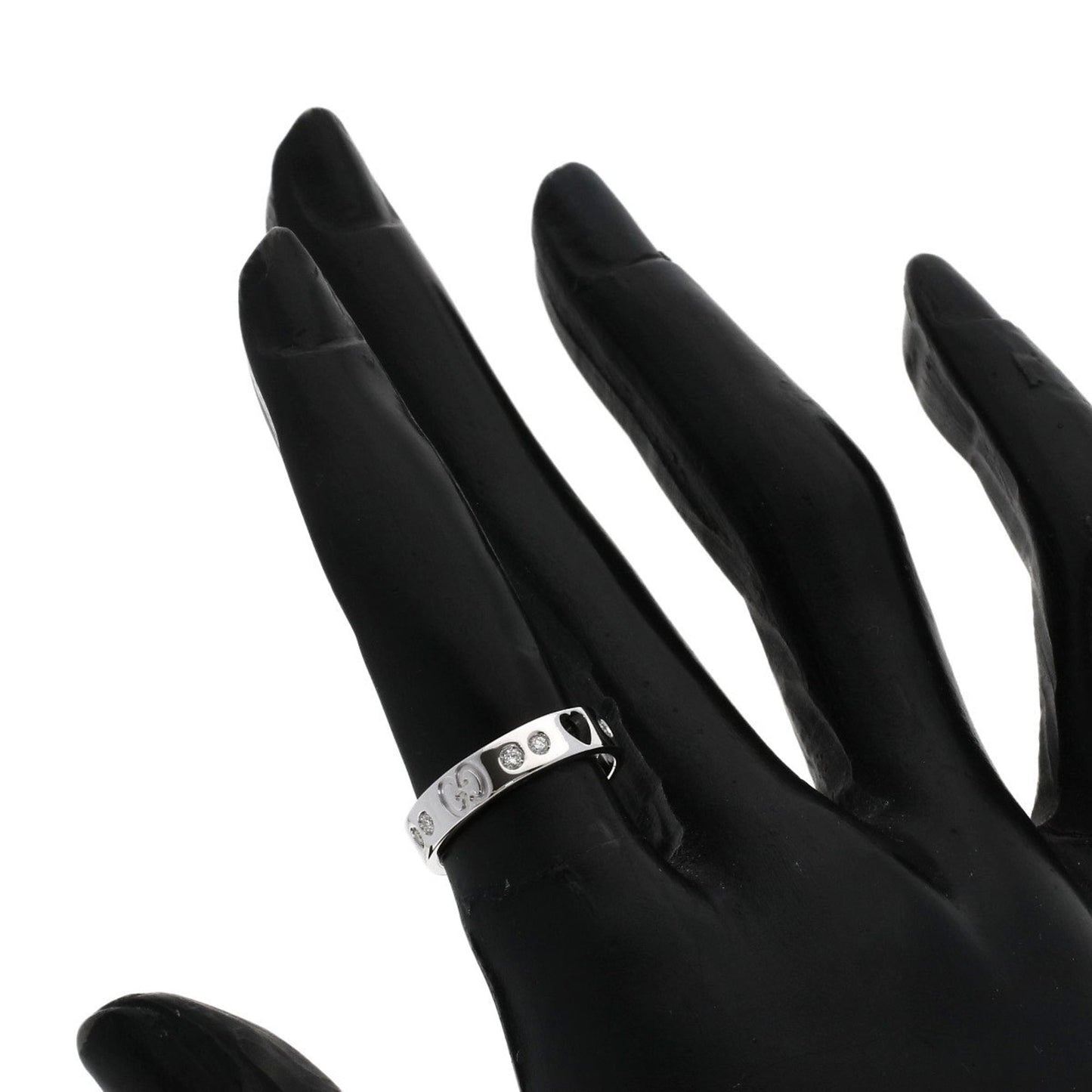 Gucci Amor Heart 10P Diamond #8 Ring, K18 White Gold, Women's, GUCCI