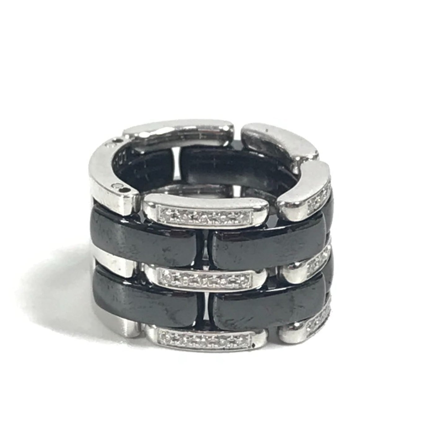 CHANEL Diamond Ultra Jewelry Accessory Ring, WG750 Ceramic, Silver, Women's
