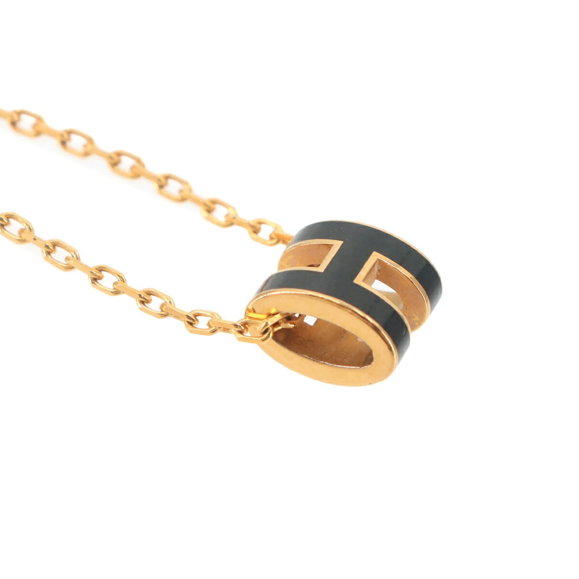 Hermes Mini Pop H Necklace, Black and Gold — New - Store Return