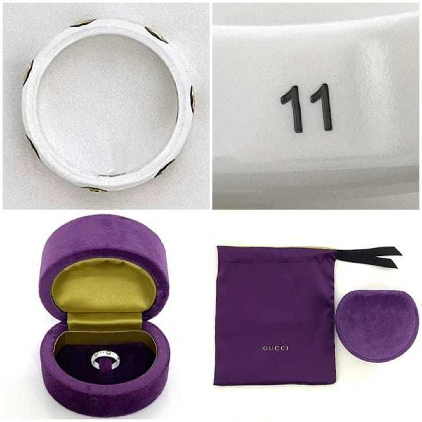 Gucci Icon Ring f-22977 White Yellow Gold Interlocking 679262 J85V5 8062 JP11 750 Ceramic GUCCI GG 18K Women's YG