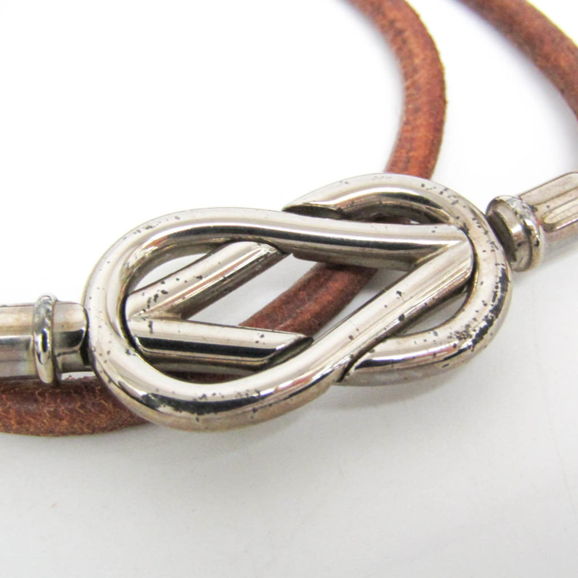 Hermes Atame Choker Leather,Metal Bangle Silver,Brown
