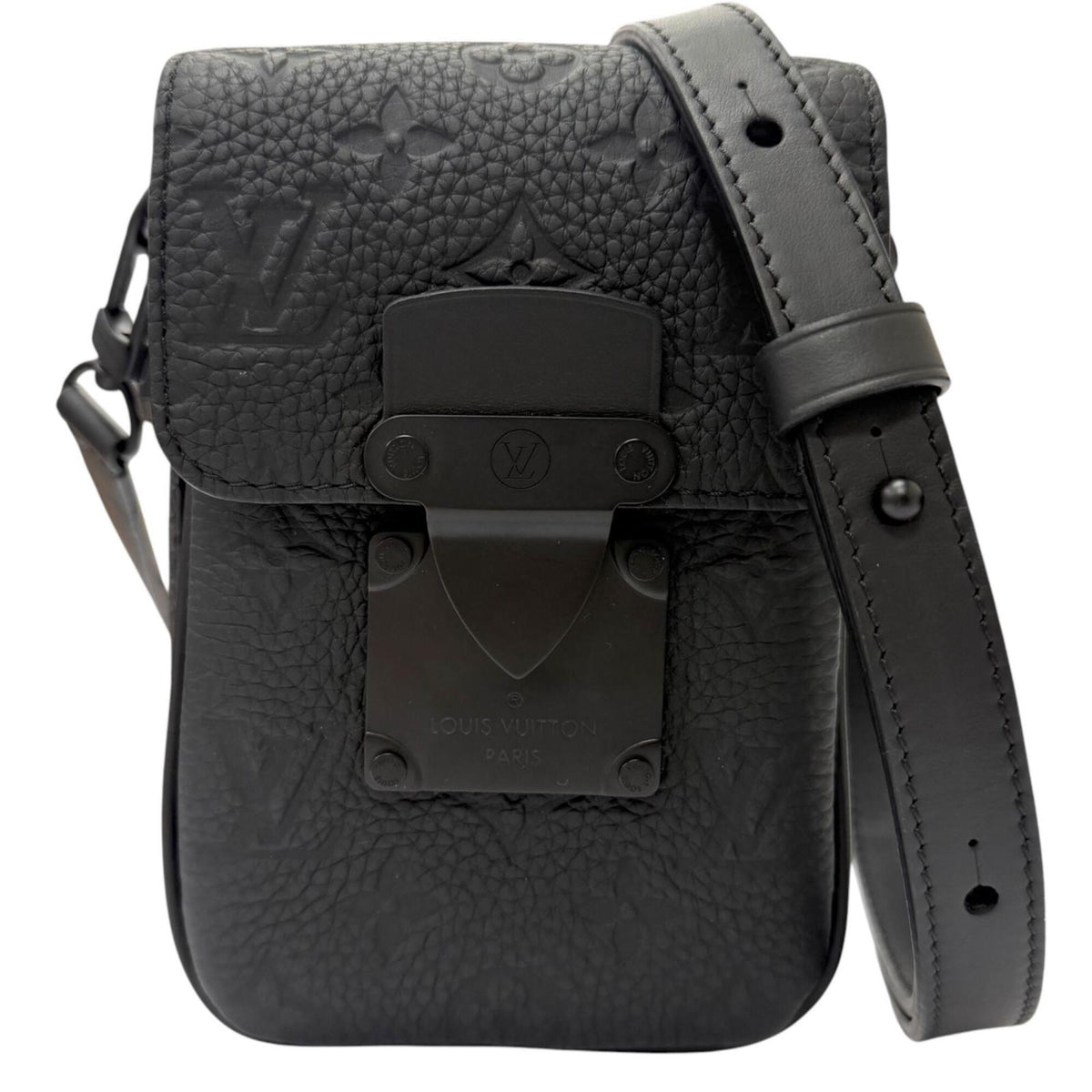 LOUIS VUITTON M81524 S-Lock Vertical Wearable Wallet Leather Taurillon Monogram Shoulder Bag Black Made in France Men's with Dust — Like New