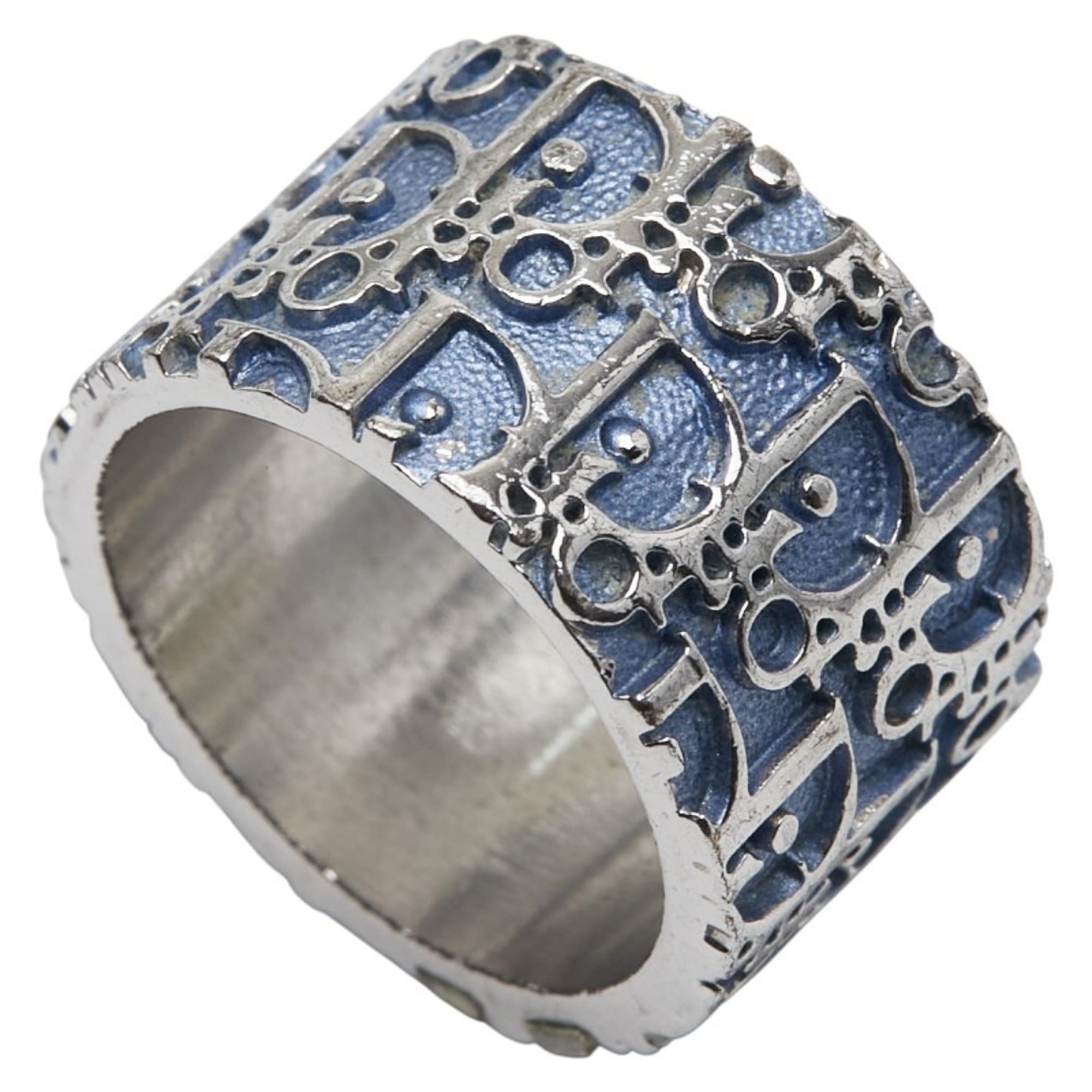 Christian Dior Dior Trotter Ring #6 Silver Blue Metal Women's