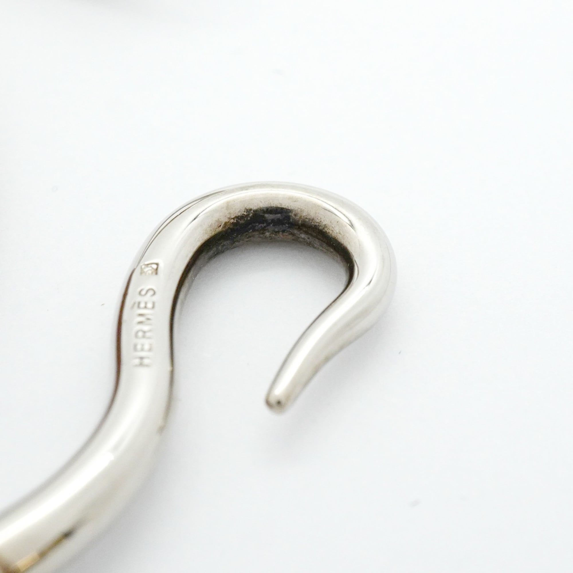 Hermes Jumbo Hook Bracelet, Metal, Leather, Silver, Brown, Women's