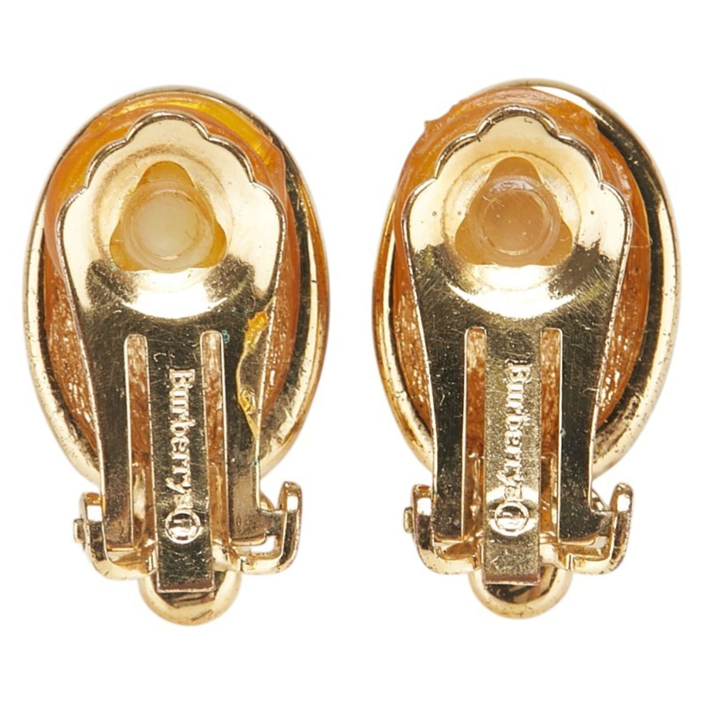 Burberry Vintage Oval Rhinestone Earrings, Gold and Green Plated, Women's