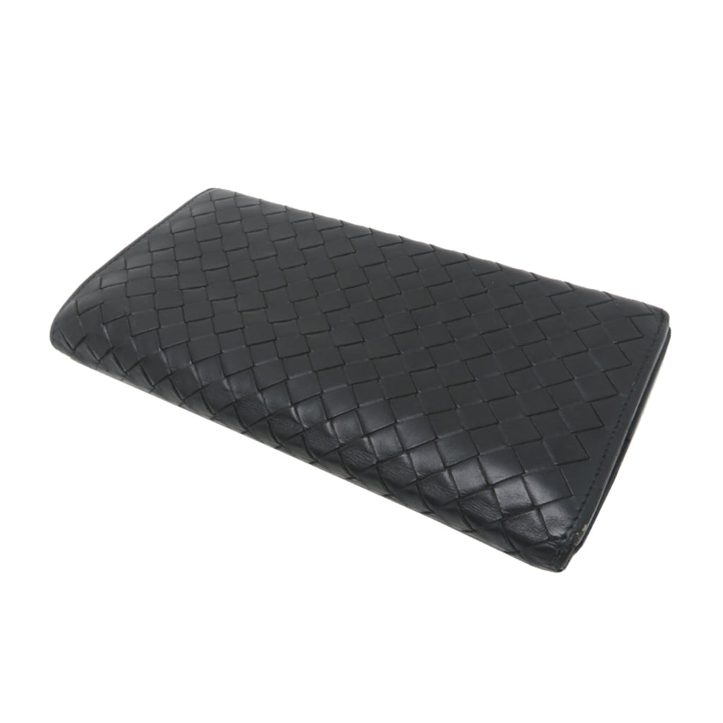 Bottega Veneta Intrecciato Bifold Men's Long Wallet 156819 Leather Black