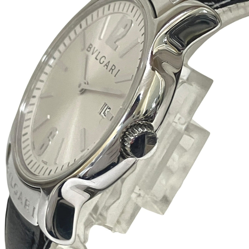 Bulgari BVLGARI Solo Tempo watch, total weight 38.1g, stainless steel, genuine leather strap, quartz movement, silver dial, ST35S — Good