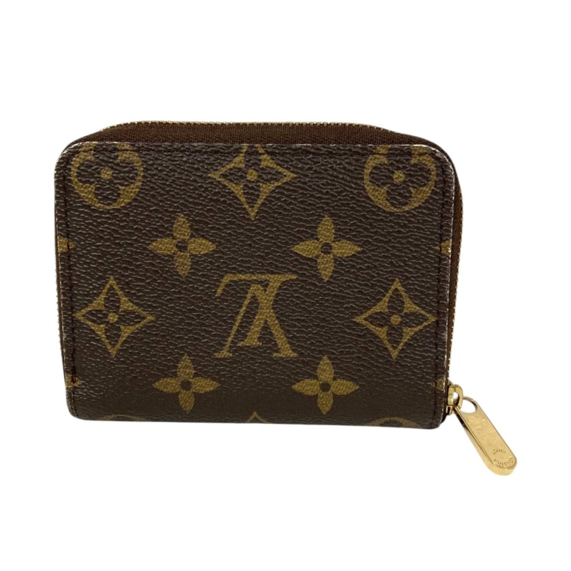 LOUIS VUITTON Monogram Love Lock Zipper Coin Purse Wallet M64118 Brown Women's