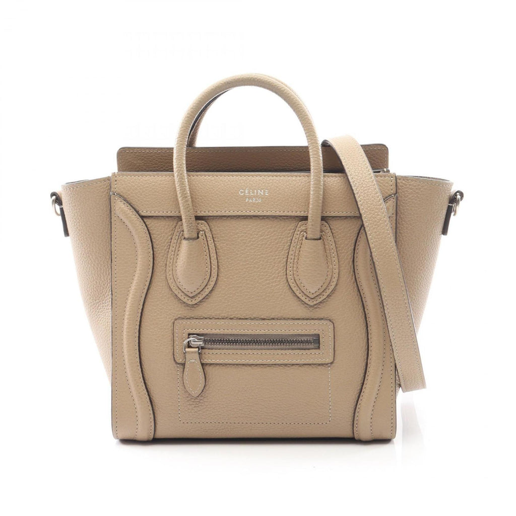 Celine Luggage Nano Shopper Handbag, Leather, Women's, Beige