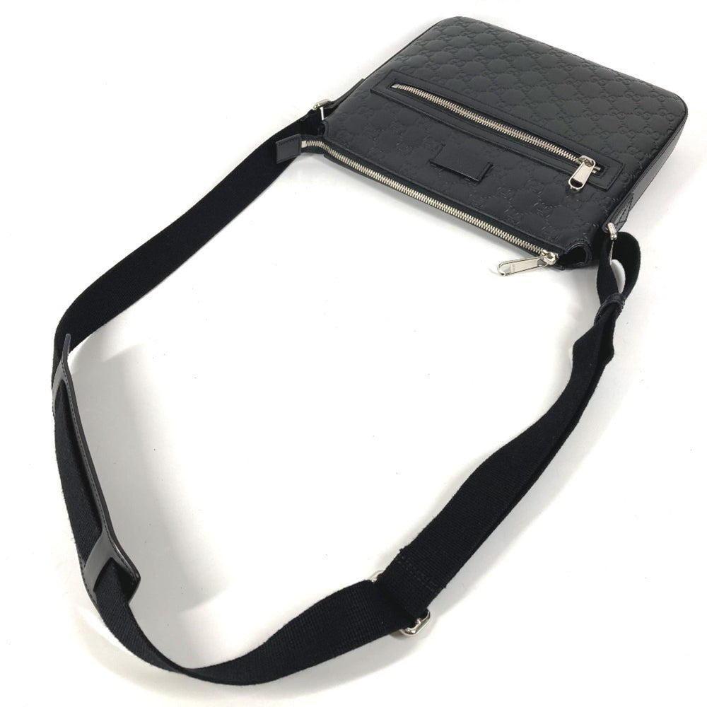 GUCCI 406410 GG Embossed Guccissima Logo Bag, Crossbody Pouch, Shoulder Leather, Black, Men's and Women's — Like New