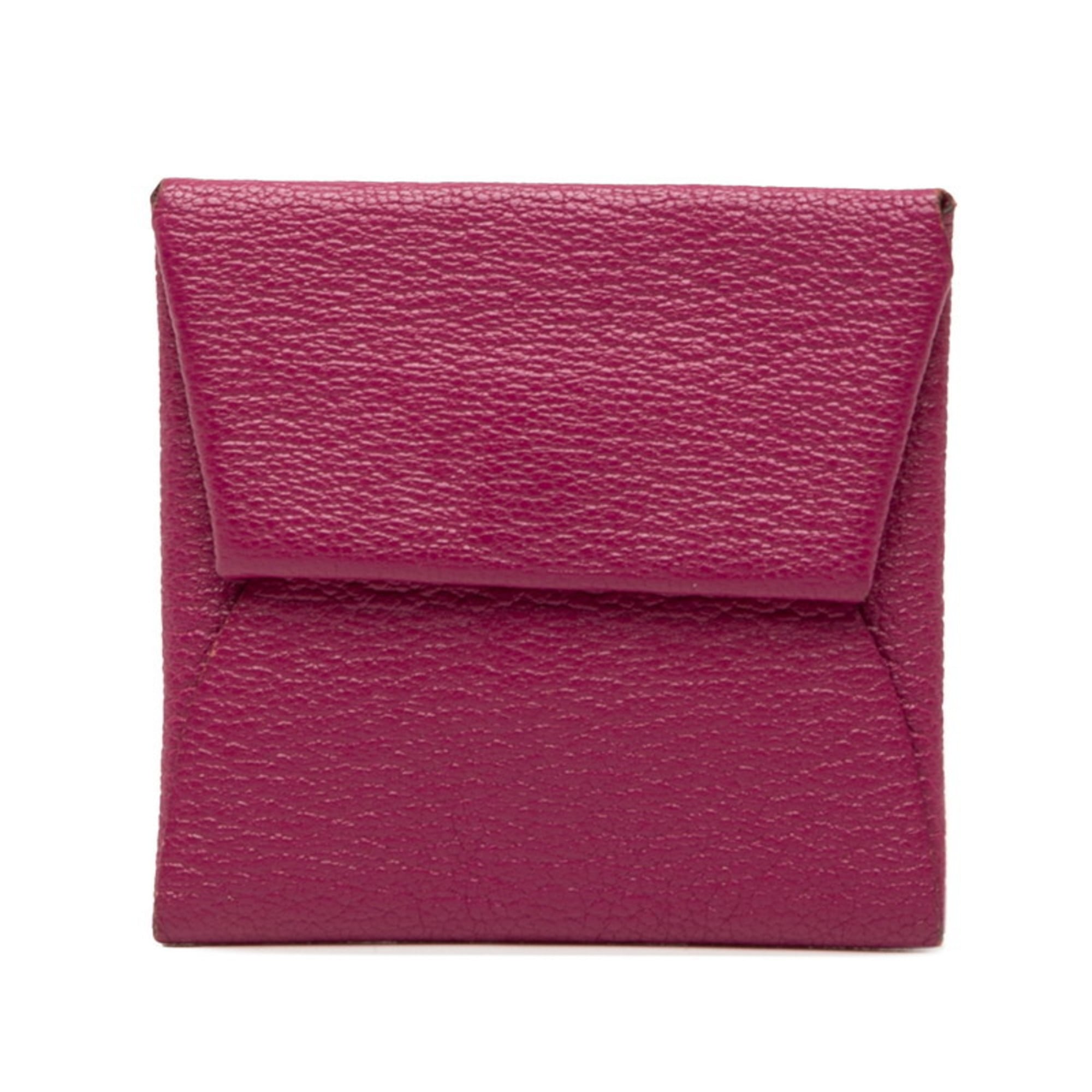 Hermès Bastia Wallet/Coin Purse Rose Purple Chevre Women's HERMES