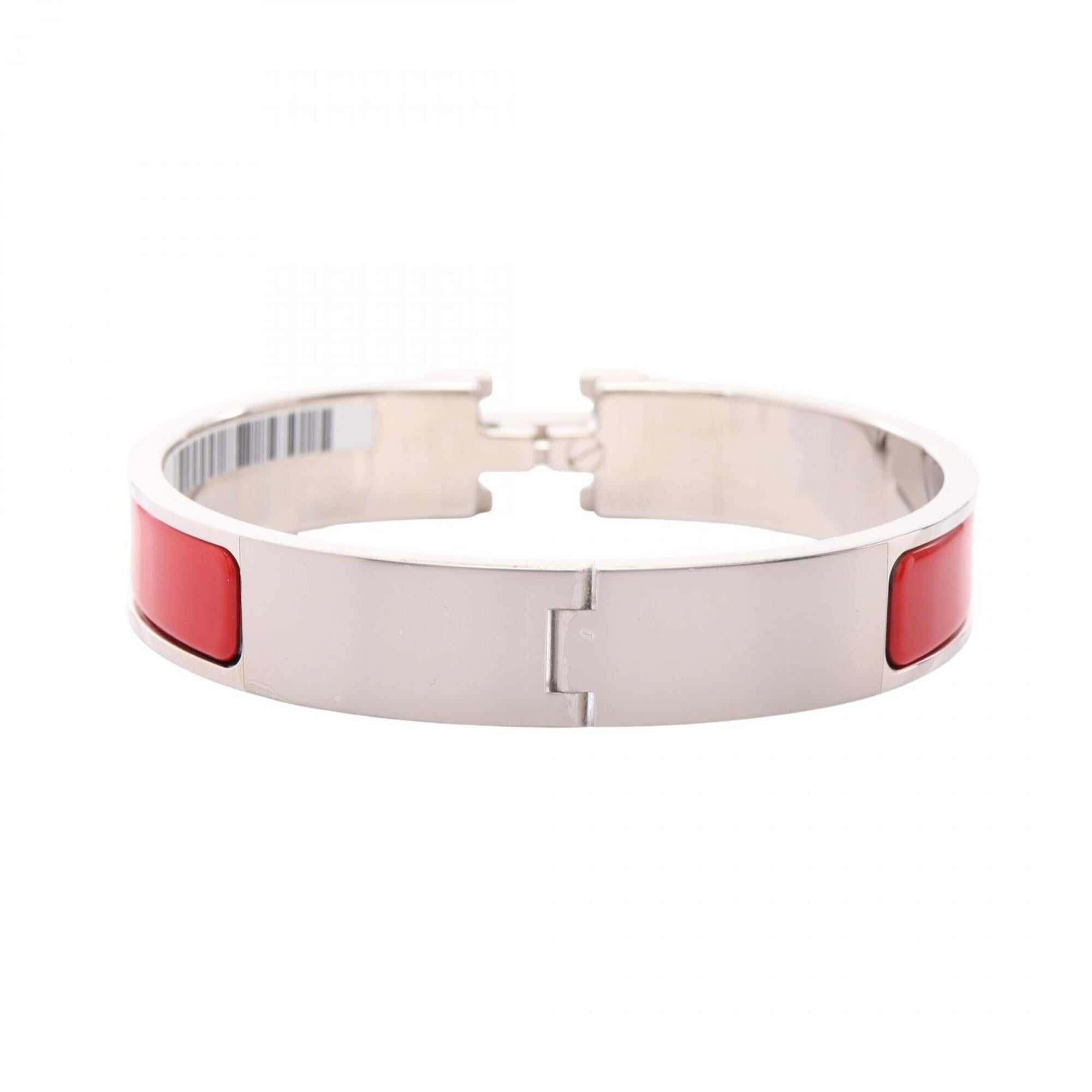 Hermes HERMES Clic Clac PM Bangle Accessory Stainless Steel Enamel Women's Silver/Red — New - Store Return