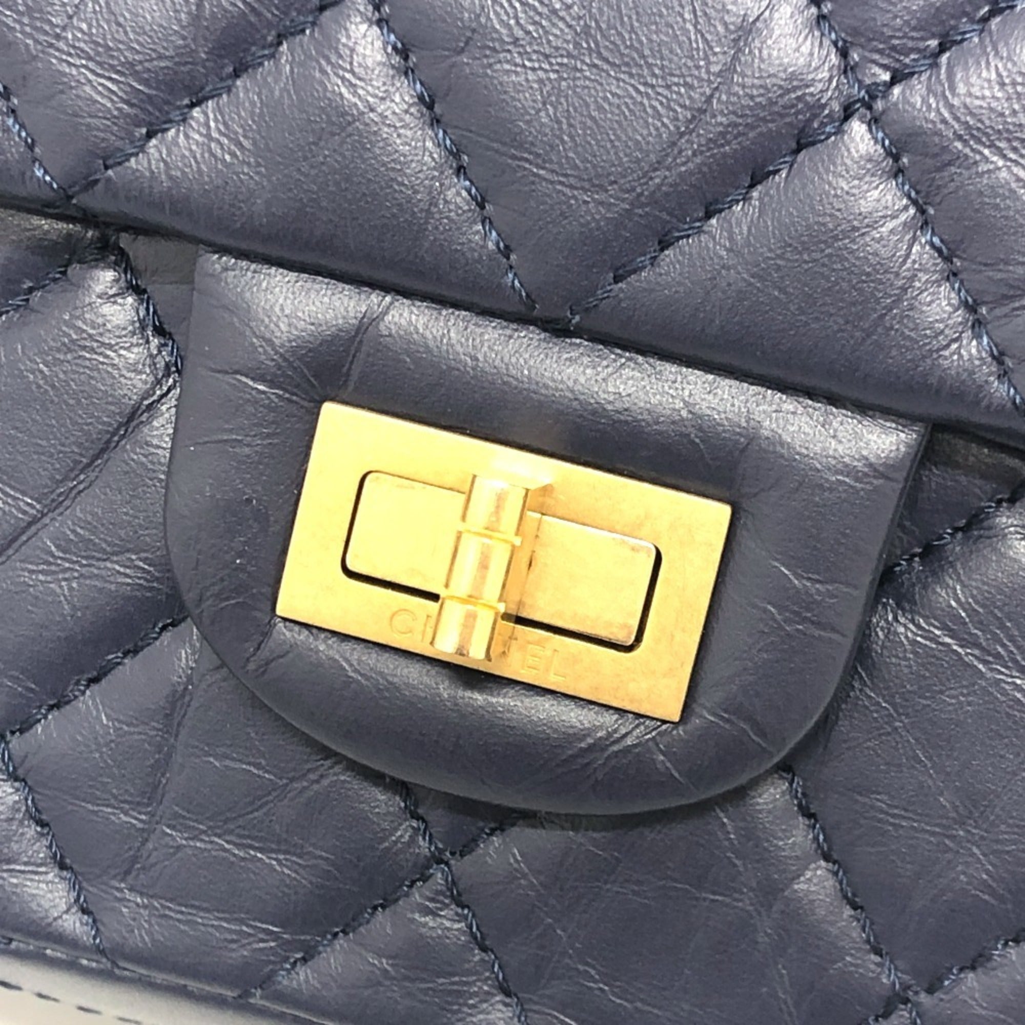 CHANEL Chanel Matelasse Double Flap 2.55 Bag Shoulder Crossbody Leather Women's Navy — Like New