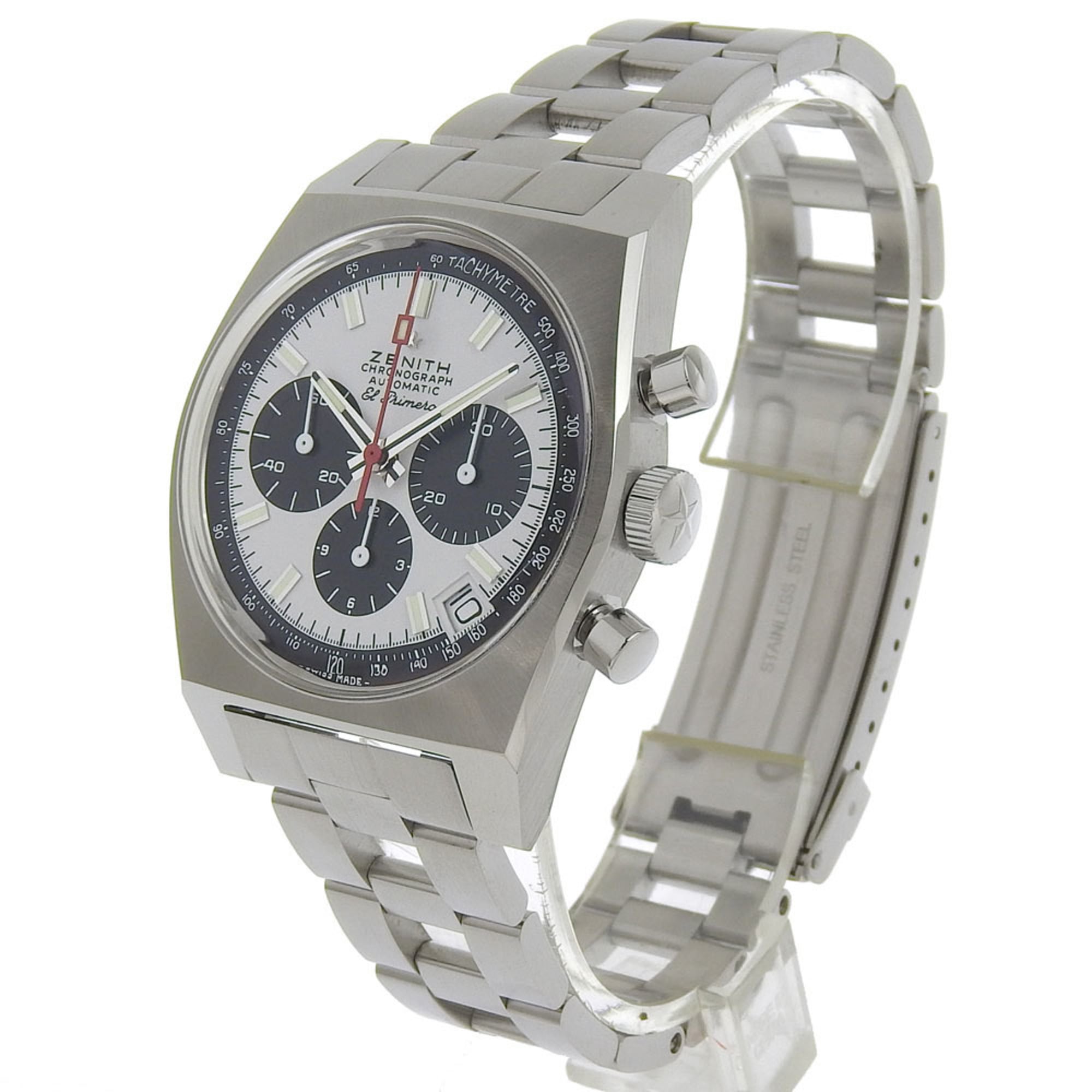 Zenith Chronomaster Revival El Primero Watch 50th Anniversary Limited Edition Model 03.A384.400 Stainless Steel Automatic Chronograph White Dial Men's — Very Good