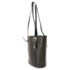 Celine Macadam Tote Handbag, Black/Brown Leather, Gold Hardware — Like New