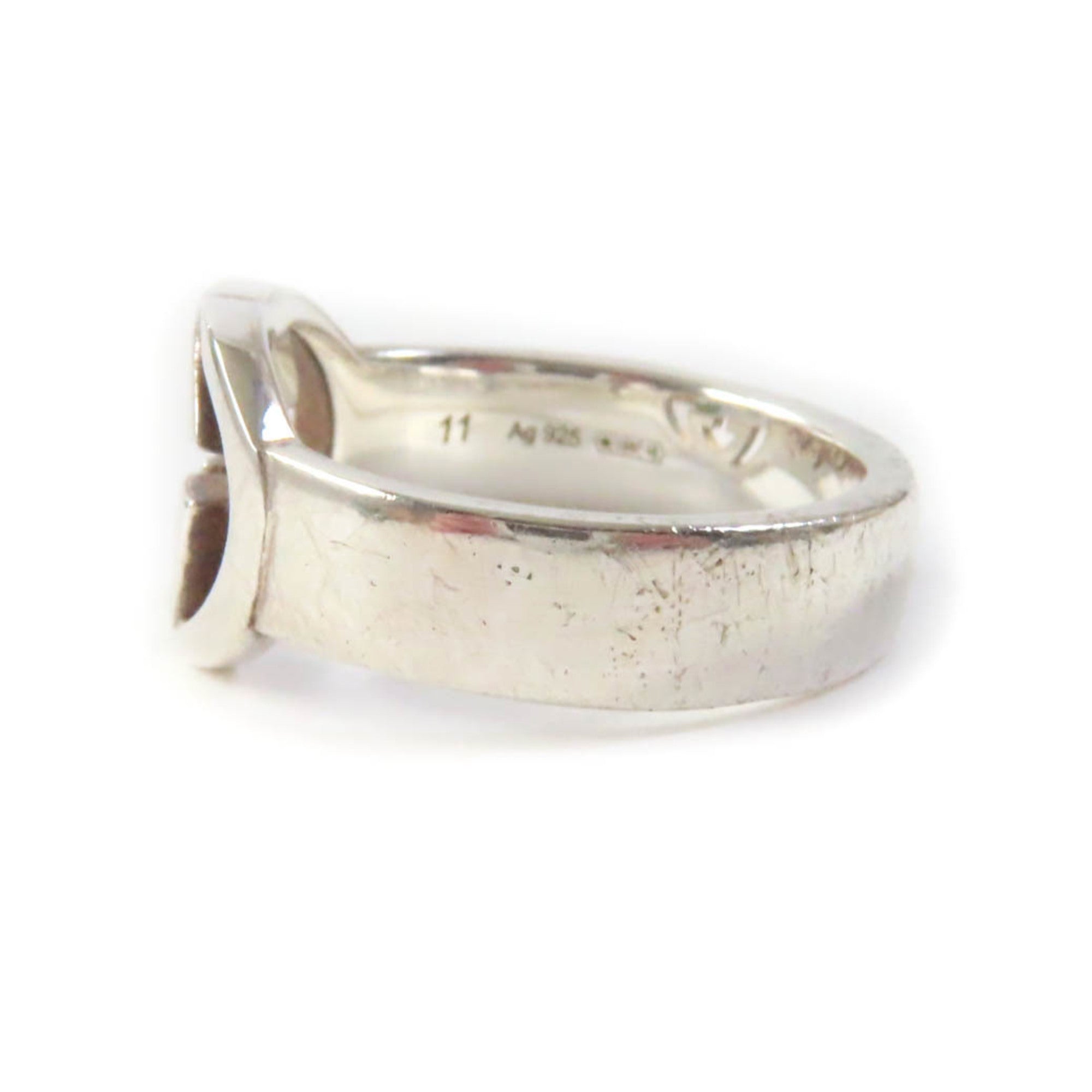 GUCCI SV925 Interlocking G Ring, Silver, Size 11, Includes Box and Dust Bag, Made in Italy, Weight 4.8g, Women's