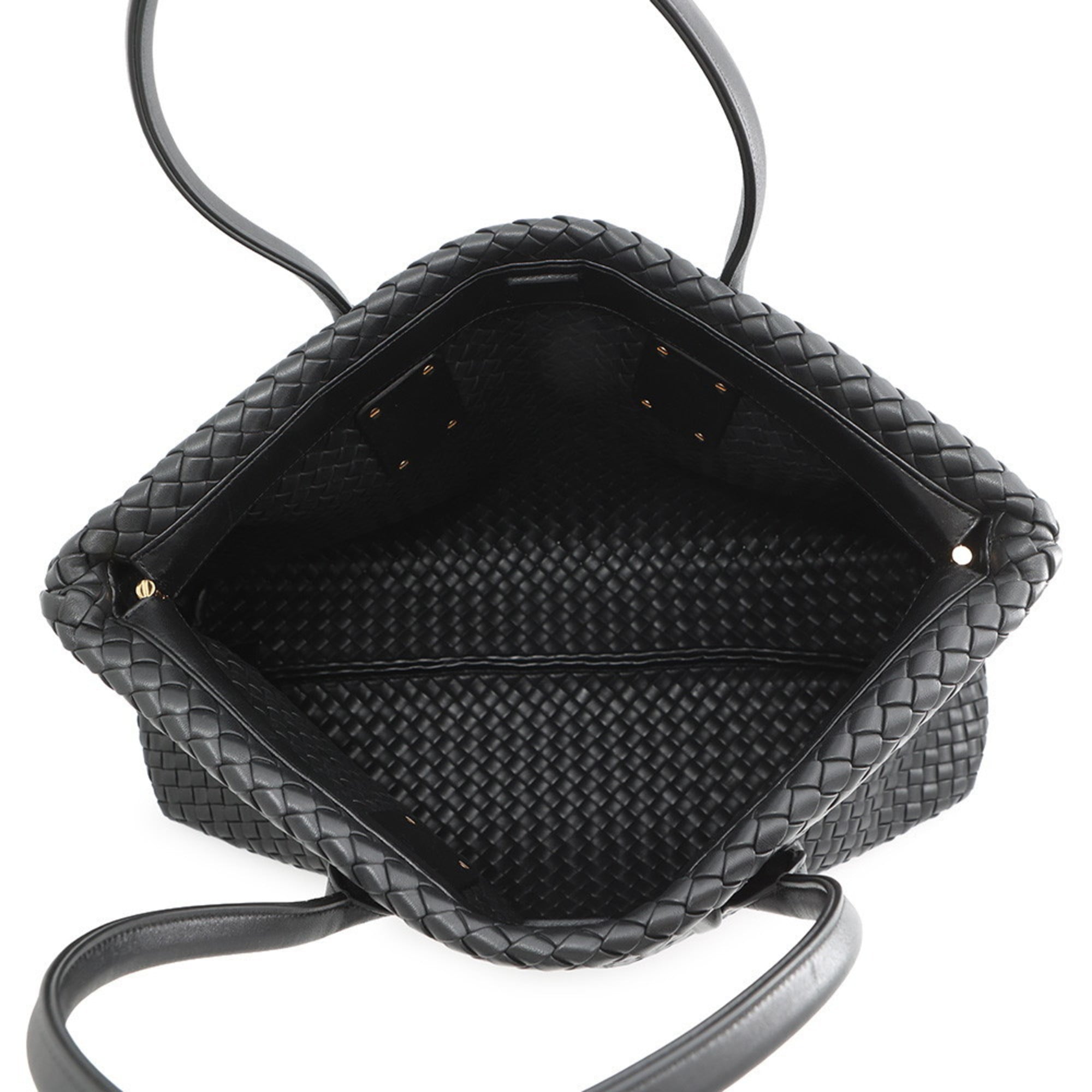 Bottega Veneta Intrecciato Snap Leather Tote Bag, Black