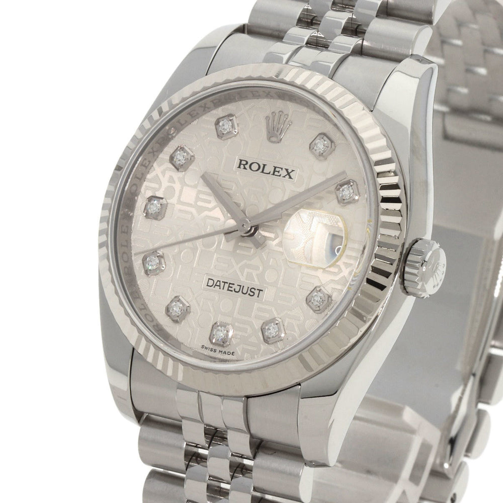 Rolex 116234G Datejust 10P Diamond Watch Stainless Steel SS K18WG Men's ROLEX — Good