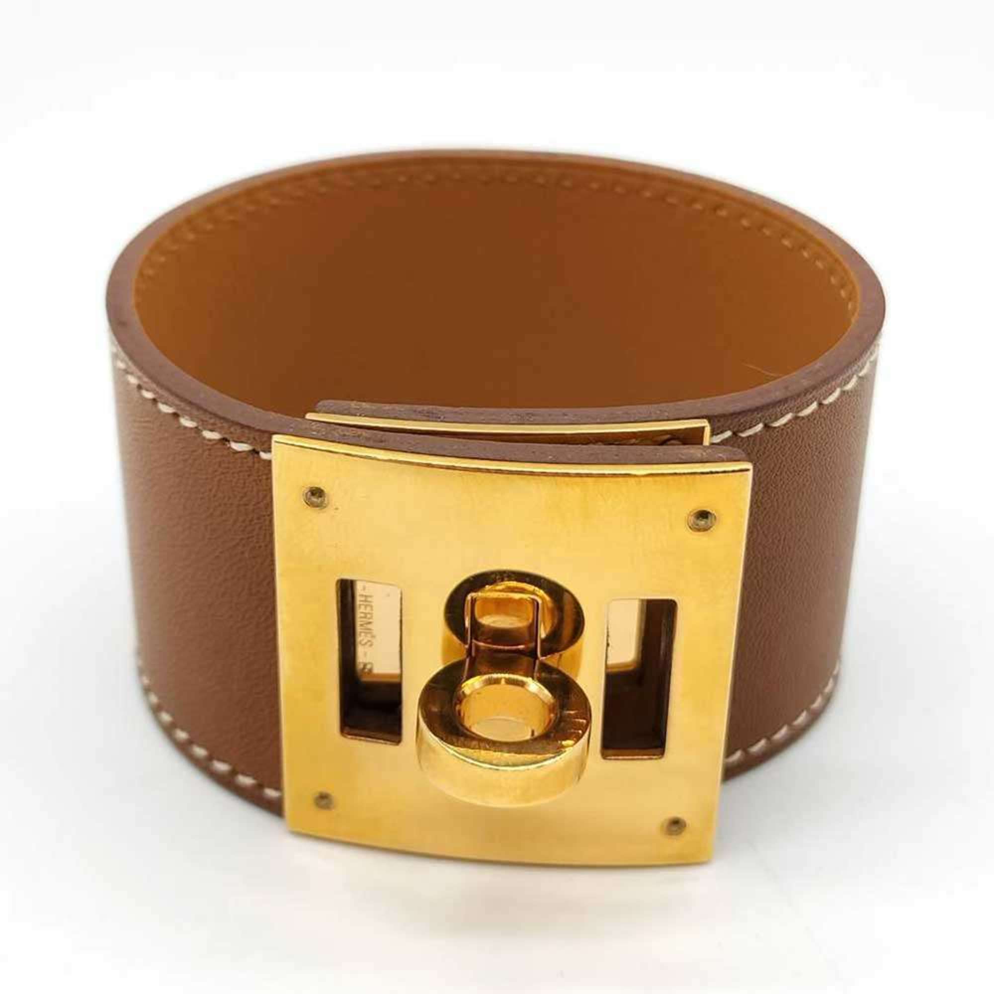 Hermes Hermès Kelly Dog Bangle Bracelet in Brown Box Calf Leather