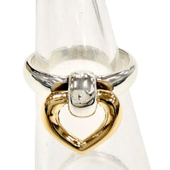 HERMES Heart Knock Ring, 925/750 Combination, Silver/Gold, Size 49, Weight 4.8g, Women's — Like New
