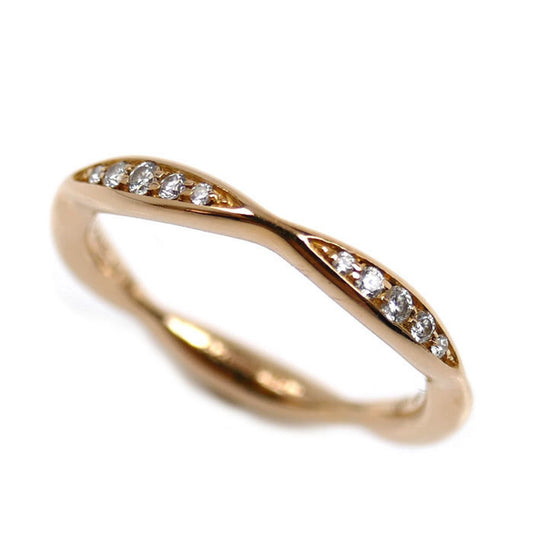 CHANEL 18KPG Pink Gold Camellia Ring J10836 with Diamonds, Size 8, 48mm, 2.4g, Women's