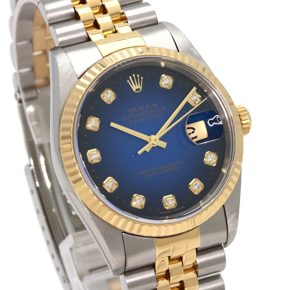 Rolex 16233G Datejust 10P Diamond Blue Gradient Watch Stainless Steel/SSxK18YG Men's ROLEX — Good