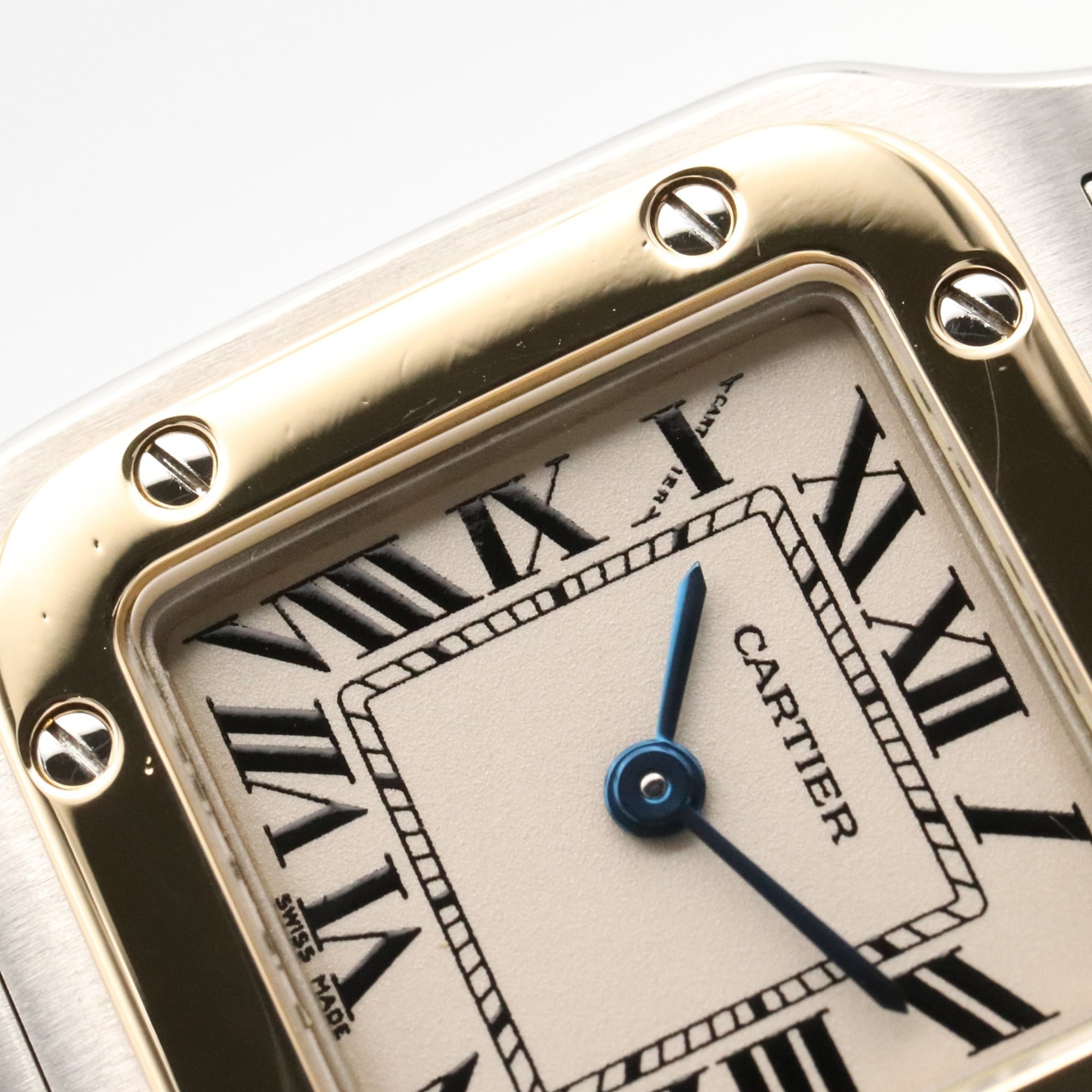 Cartier Santos Galbee SM Watch, 18K (Yellow Gold) Stainless Steel, Ladies, Silver Tone, W20012C4 — Very Good