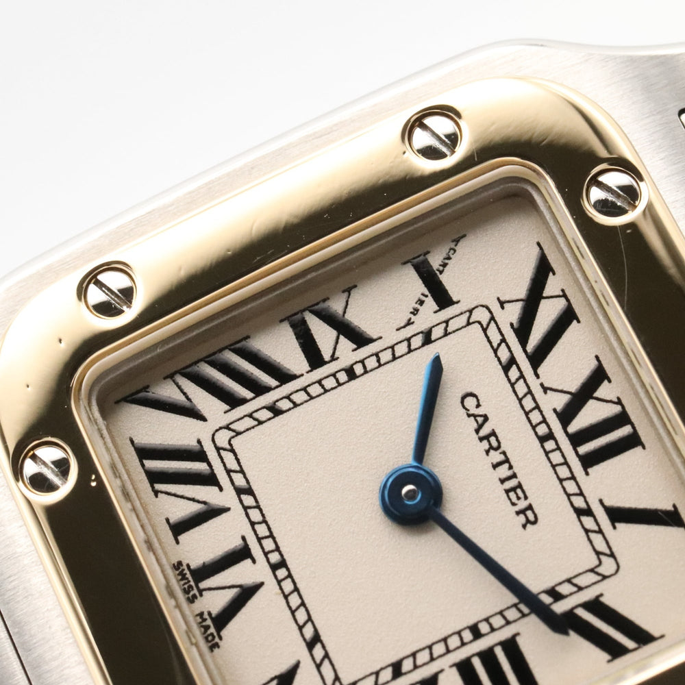 Cartier Santos Galbee SM Watch, 18K (Yellow Gold) Stainless Steel, Ladies, Silver Tone, W20012C4 — Very Good