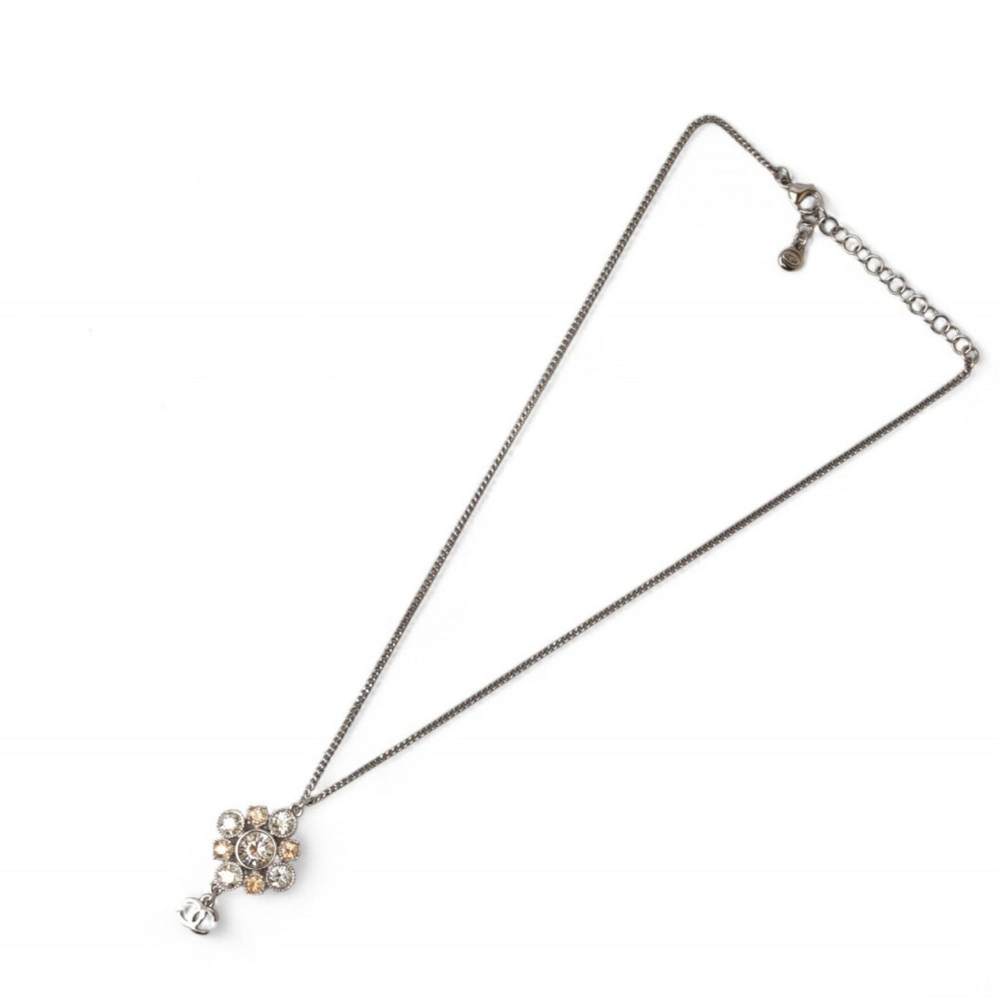 Chanel Necklace Pendant 2way CHANEL Coco Mark CC Rhinestone Silver A12V