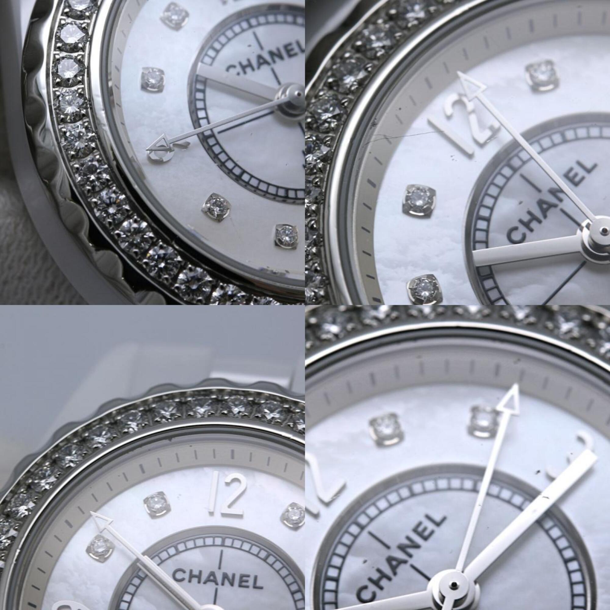 CHANEL J12 Diamond Bezel 8P H2572 Women's Watch White Ceramic x Stainless Steel 40445 — Good