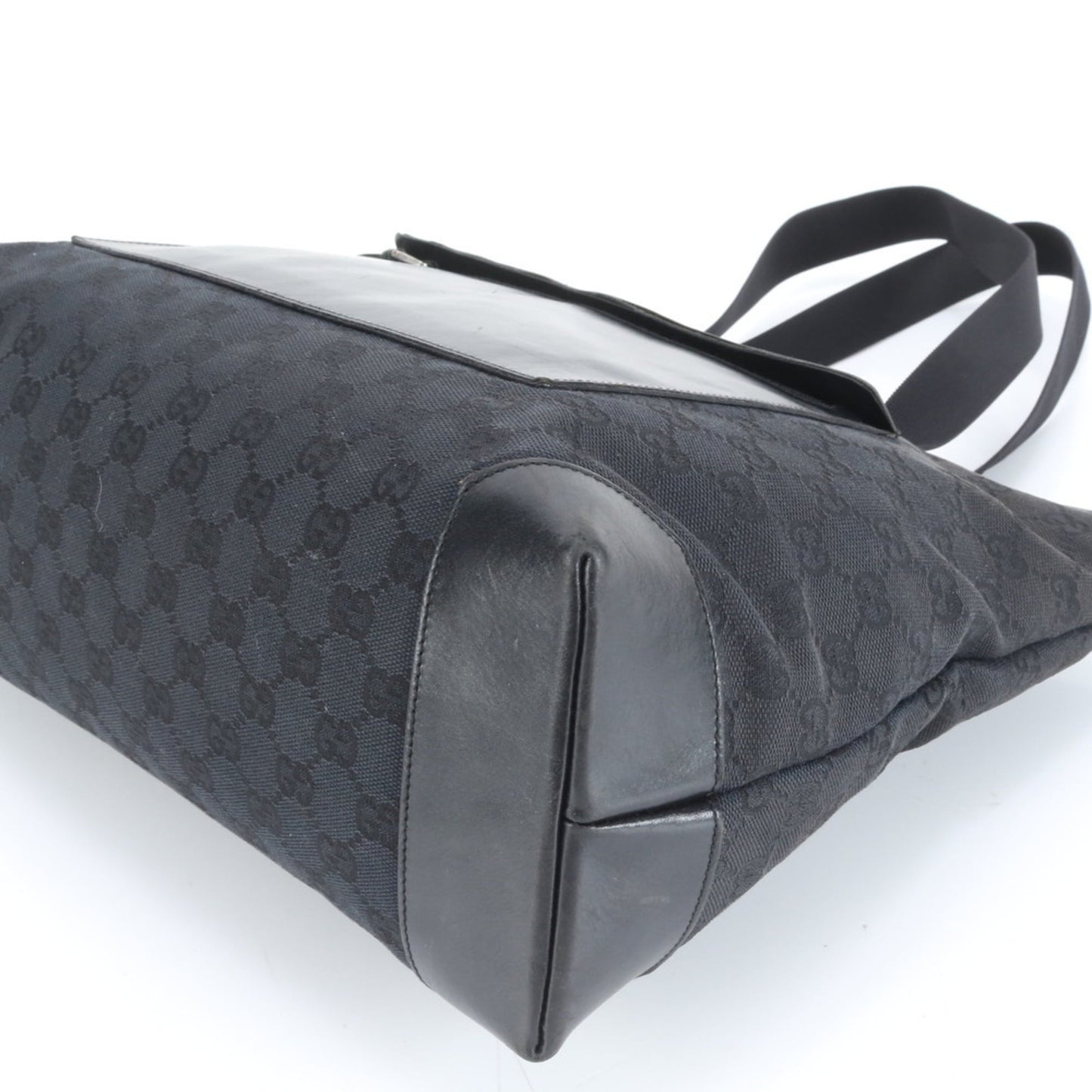 Gucci GG Canvas 019 0426 Leather Tote Bag Shoulder Handbag Black Women's