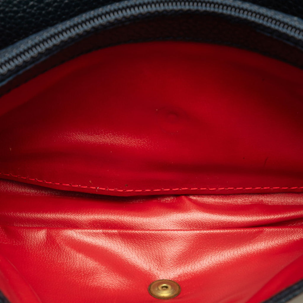 CELINE Circle Long Wallet Black Leather Women's