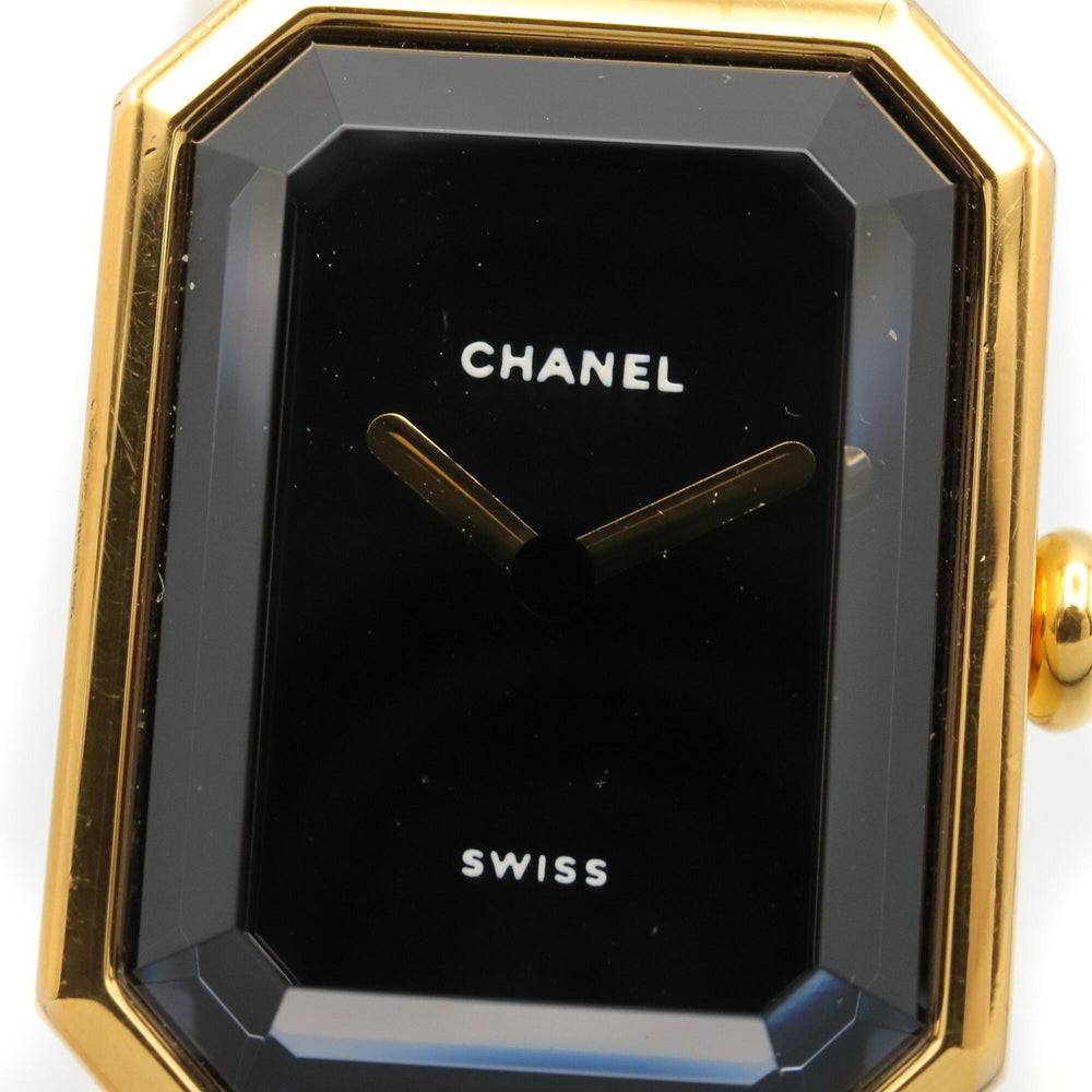 Chanel CHANEL Première M Watch, Gold Plated Leather, Women's, Black, H0001 — Very Good