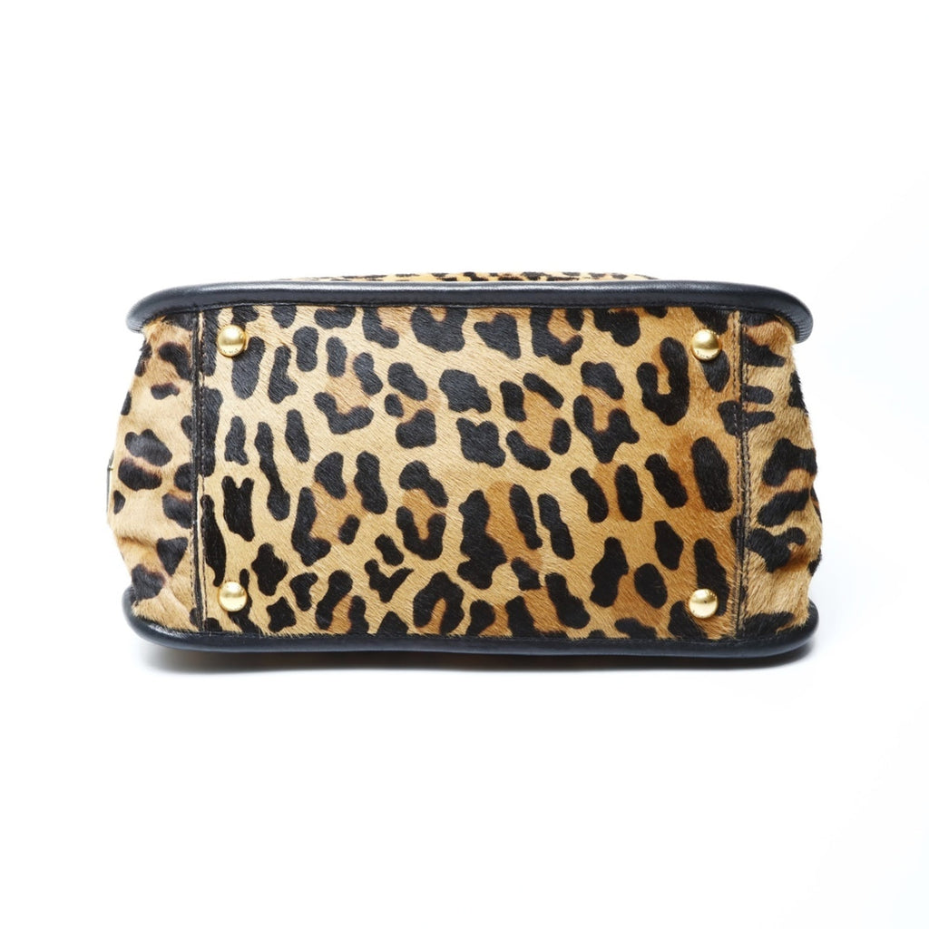 Prada Harako Leopard Print 2-Way Handbag in Brown