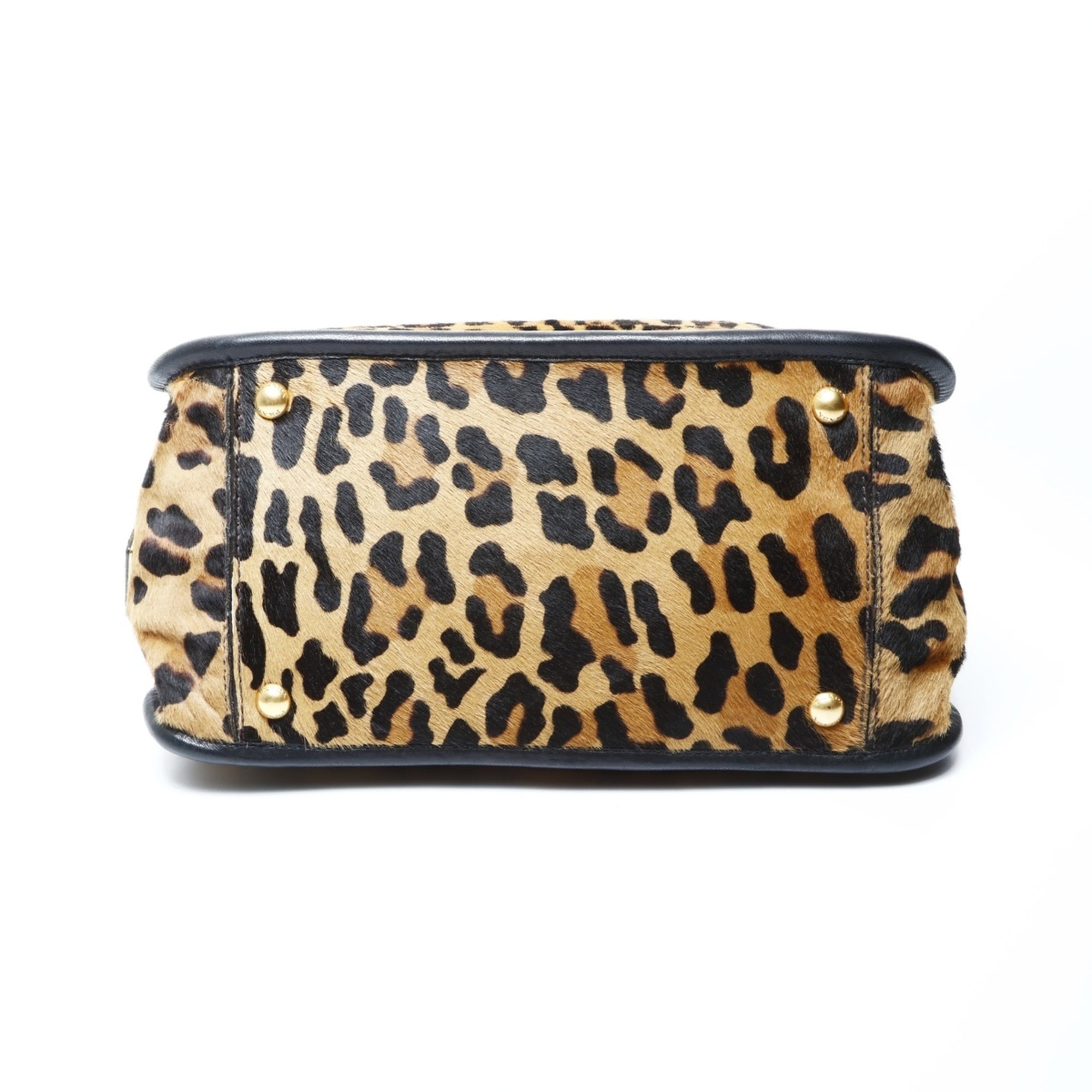 Prada Harako Leopard Print 2-Way Handbag in Brown
