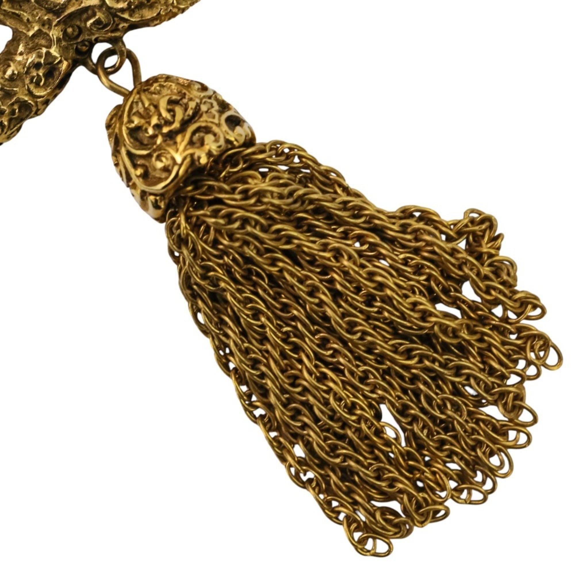 93A CHANEL Vintage Coco Mark Tassel Brooch, Gold, Women's — Like New