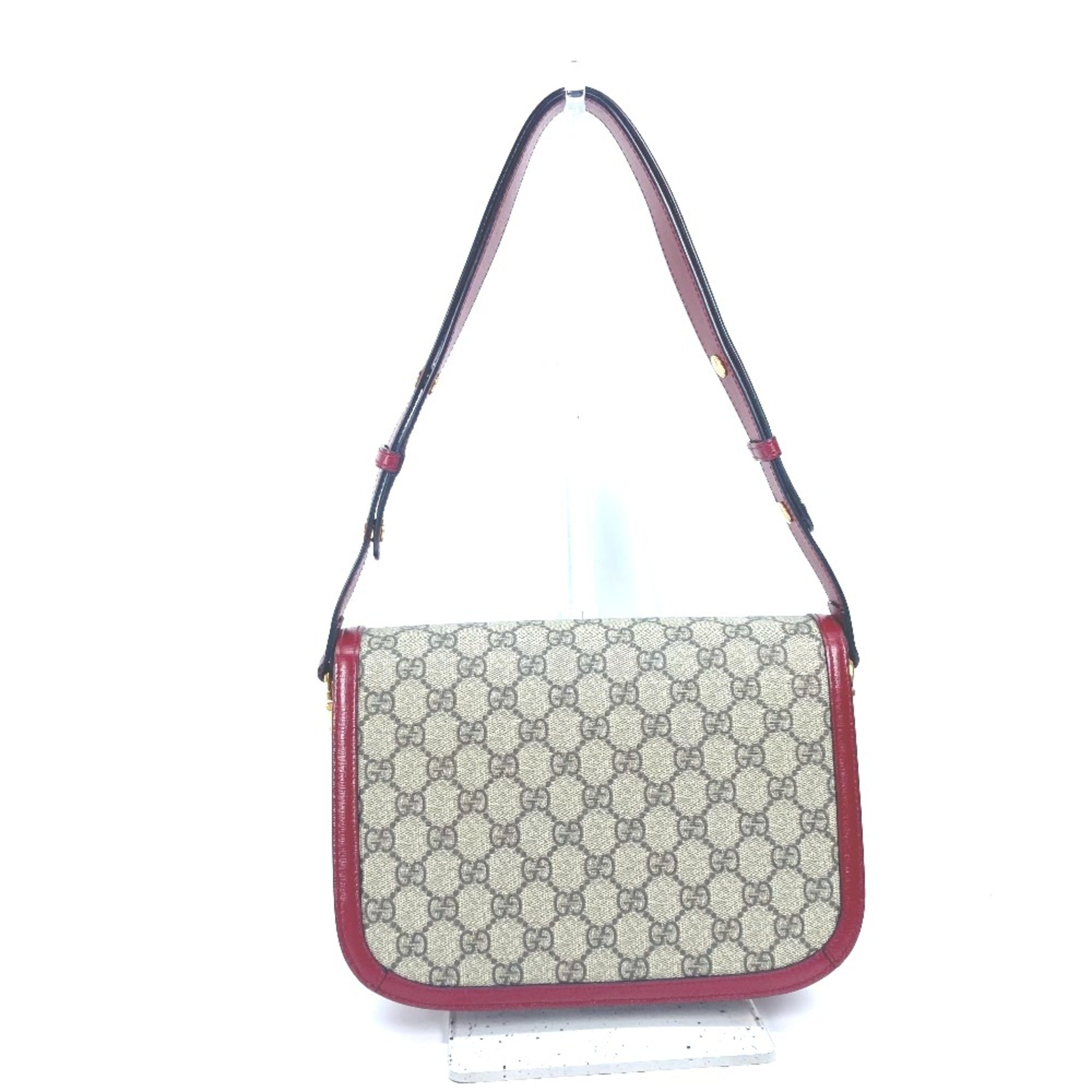 Gucci 602204 GG Supreme bag shawl Shoulder Bag Beige Red — Like New