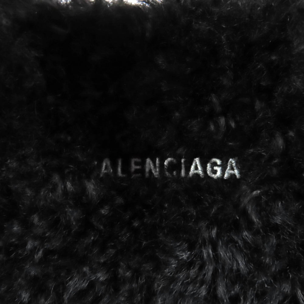 BALENCIAGA Everyday 2.0 XS (672793) Logo Embroidered F-Fur Shoulder Tote Bag, Black, Includes Dust Made in Italy — Like New