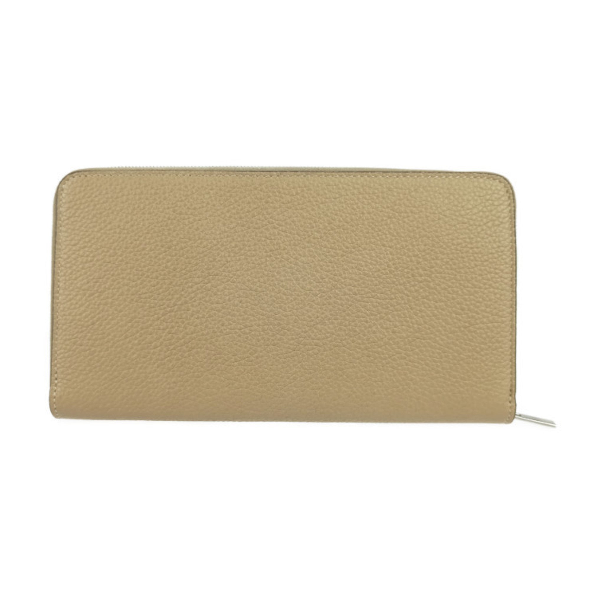 CELINE Long Wallet Large Zipped Beige Orange Red Leather Women's Bicolor Round