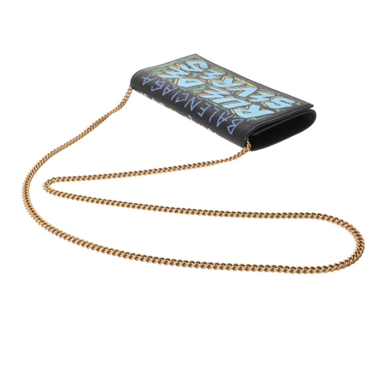 BALENCIAGA Chain Wallet Black 579309 Women's Calf Leather Shoulder Bag A Rank Pre-owned Ginzo