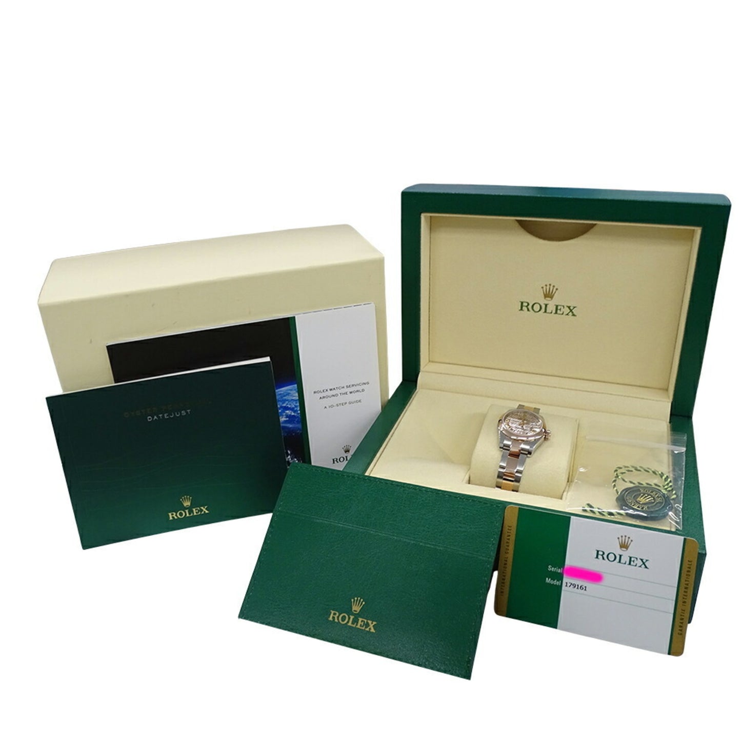 Rolex Datejust 179161NR (Random Number) Women's Watch with Lotus Flower, Shell, and Diamond Design, Automatic, Stainless Steel, Pink Gold, PG Combination, Overhauled Polished