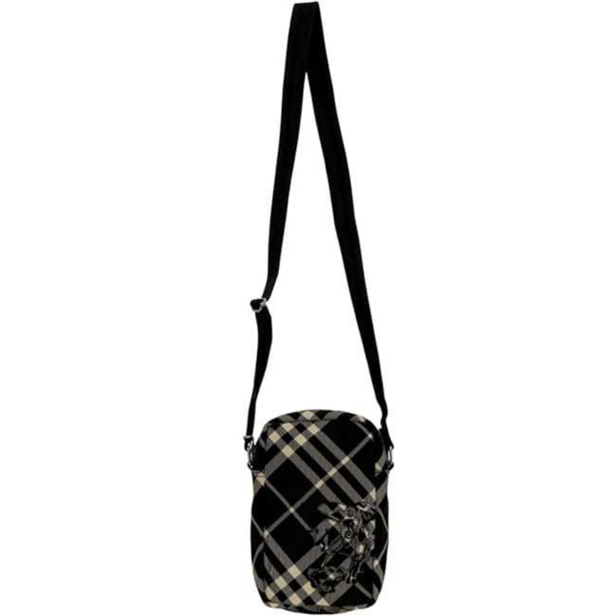 Burberry Shoulder Bag ec-24877 Black Classic Check 8097636 Unused Canvas Leather Crossbody with Pattern and Patch, Smartphone Pochette — Like New