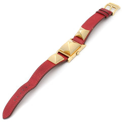 Hermes Medor watch, gold-plated (GP), leather strap, women's, white, ME1.201 — Very Good