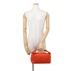Hermes handbag pouch Bride à Black GM Orange Feu canvas HERMES — Like New