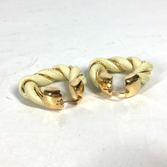 BOTTEGA VENETA Twisted Triangle Hoop Earrings, Accessories, Leather, AG925, Women's, Light Yellow — Like New