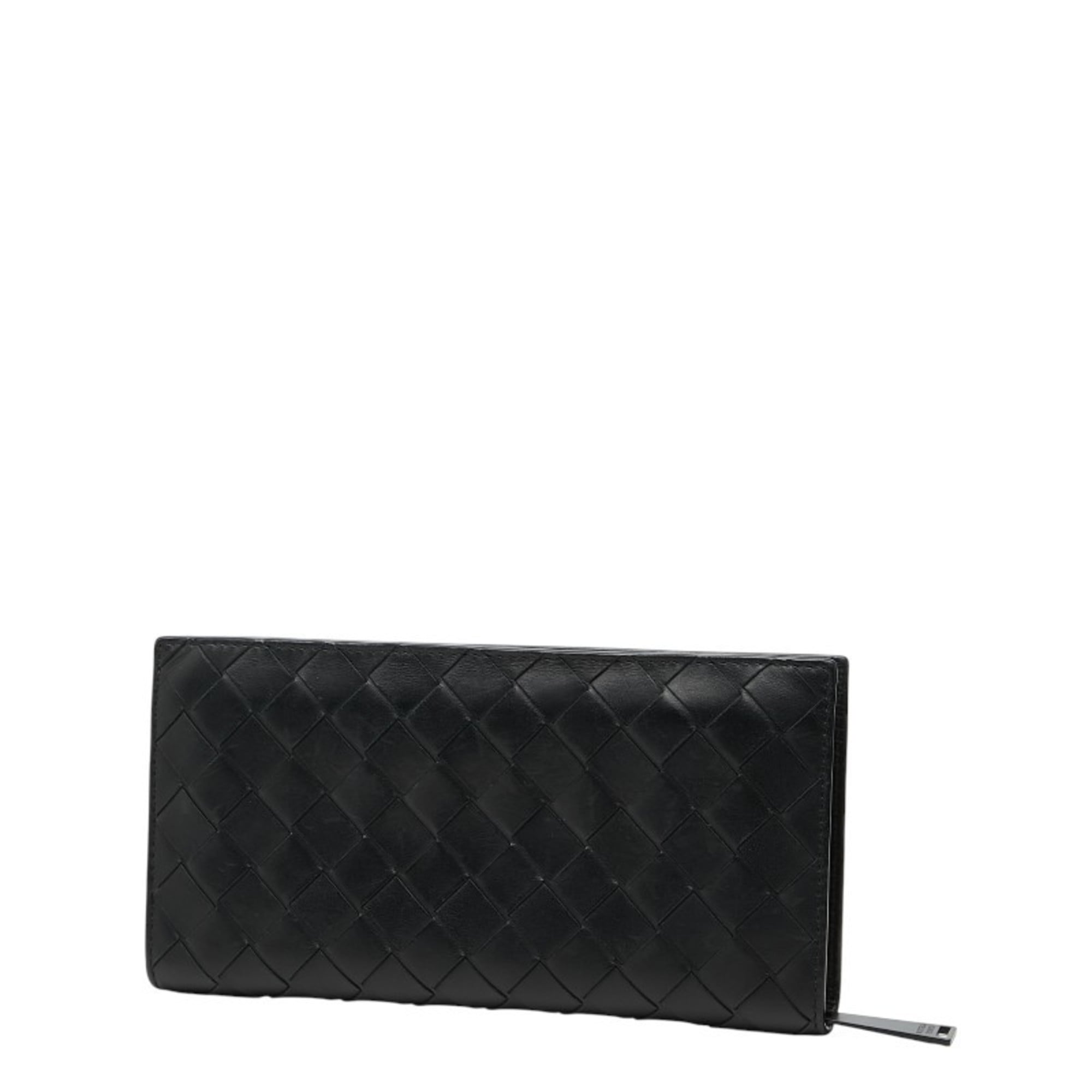 Bottega Veneta Intrecciato Round Zip Long Wallet in Black Leather for Men