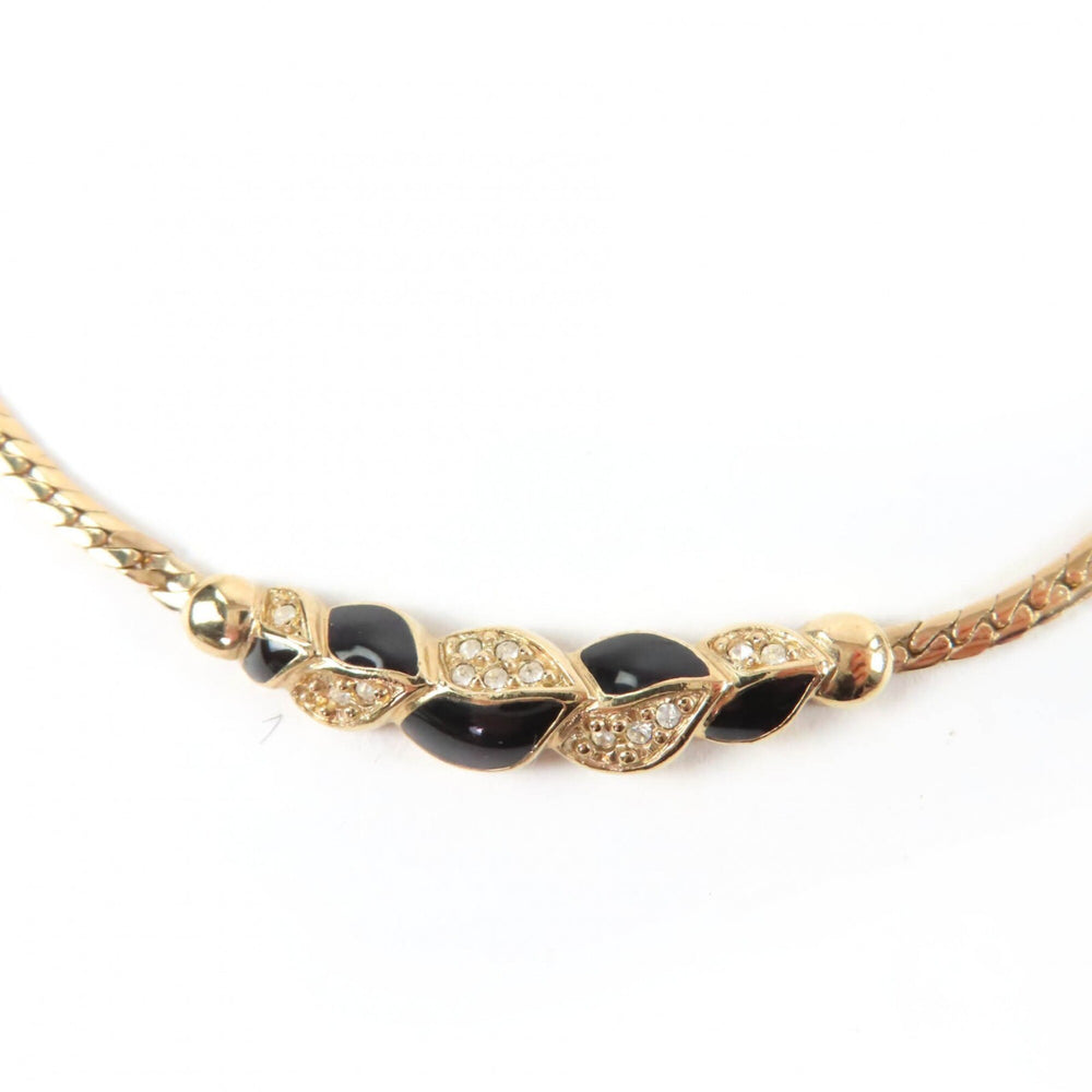 Christian Dior Vintage Rhinestone Necklace, Gold & Black, Women's Accessory — Like New