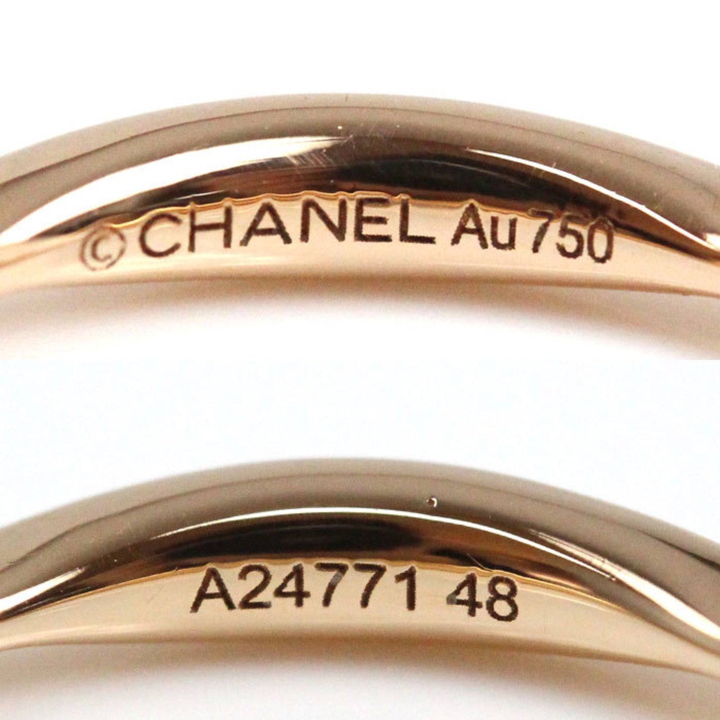 CHANEL 18KPG Pink Gold Camellia Ring J10836 with Diamonds, Size 8, 48mm, 2.4g, Women's