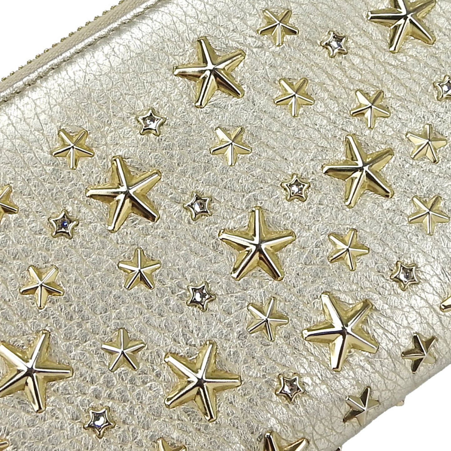 Jimmy Choo Long Wallet Leather Champagne Gold Star Studs Crystal Round Ladies JIMMY CHOO